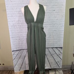 Lulu's Deep Green Sleeveless Jumpsuit